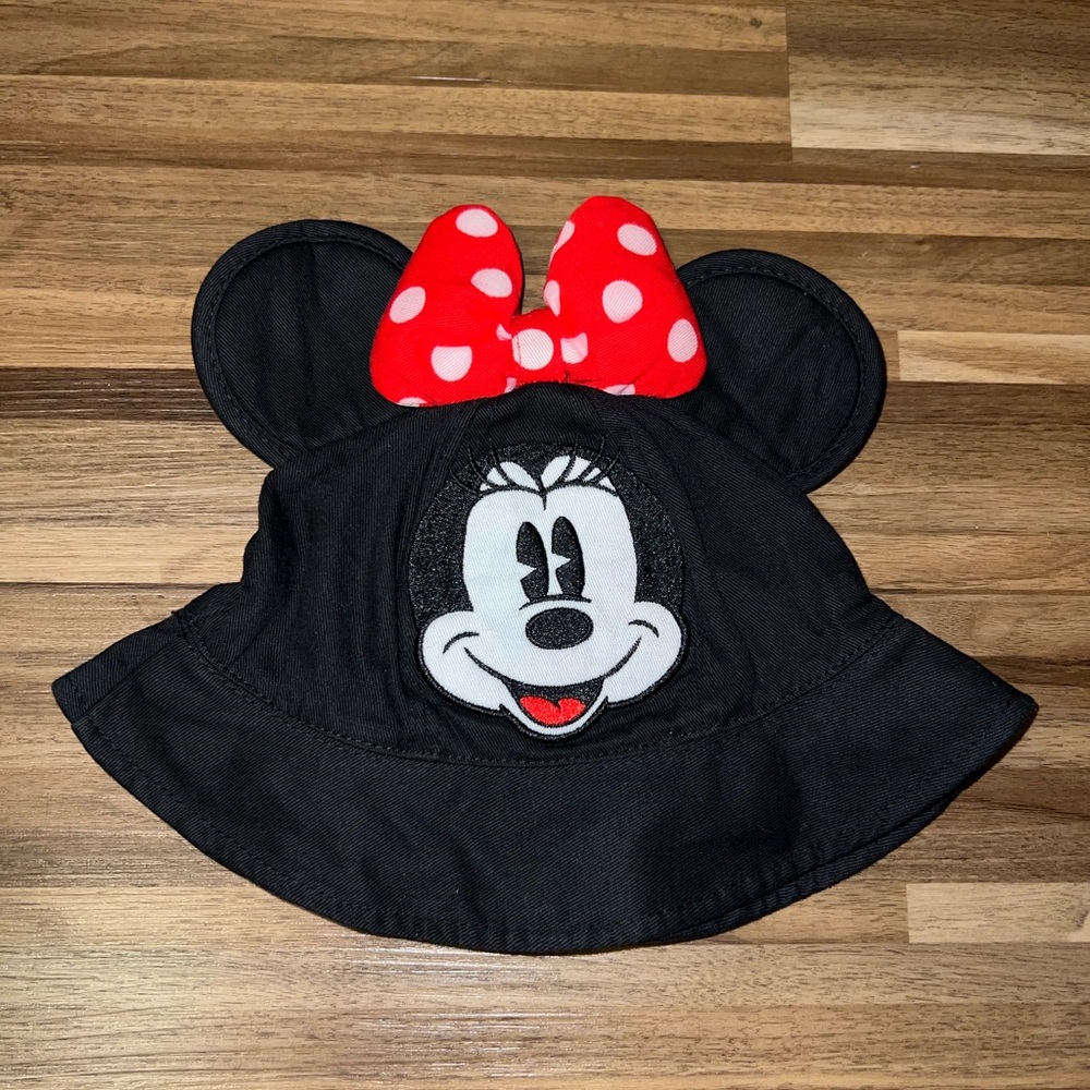 Disney Kids Minnie Mouse Bucket Hat with Red Polka Dot Bow
